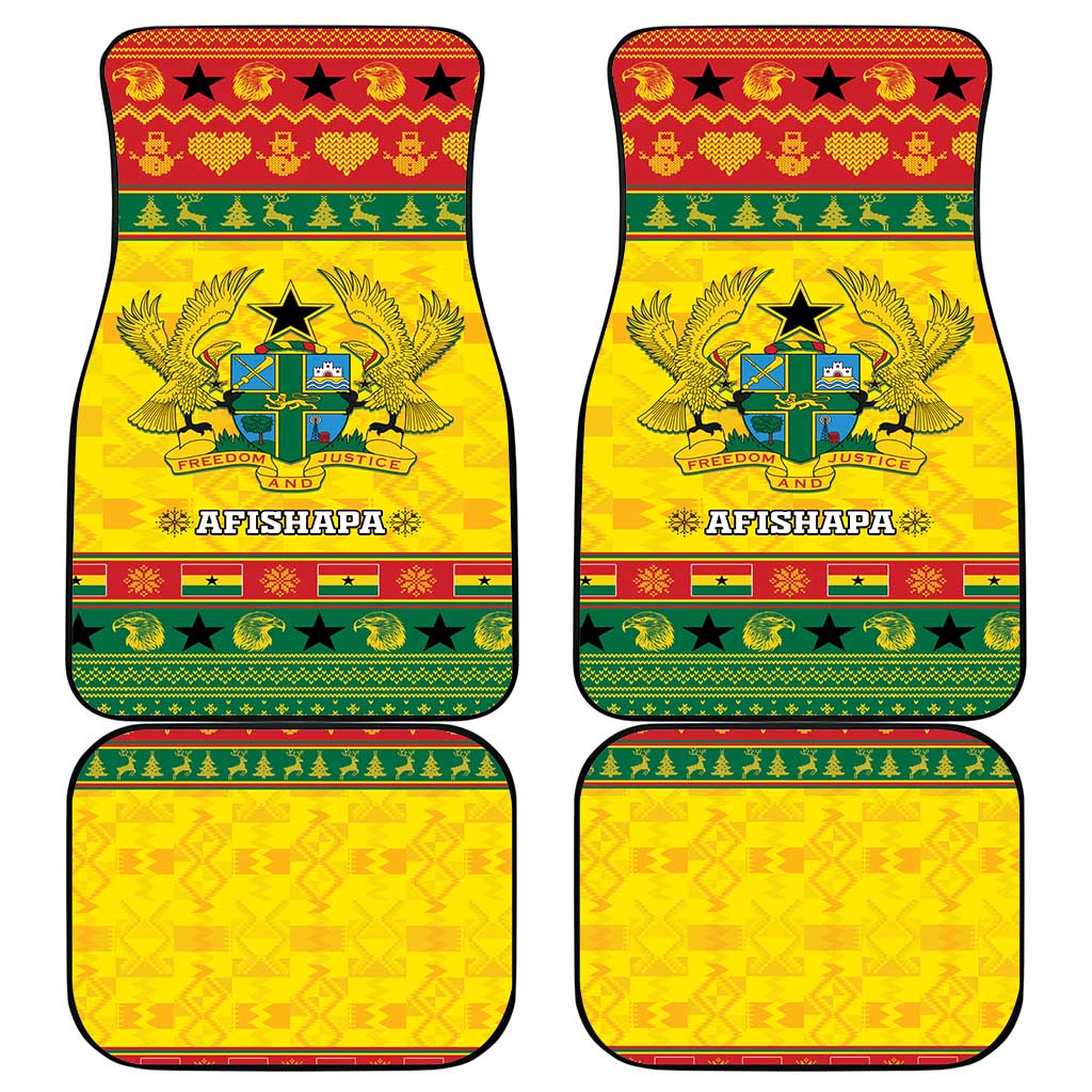 Afro Ghana Christmas Car Mats Coat Of Arms - Kente Pattern