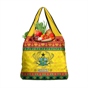 Afro Ghana Christmas Grocery Bag Coat Of Arms - Kente Pattern