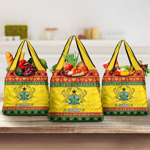 Afro Ghana Christmas Grocery Bag Coat Of Arms - Kente Pattern