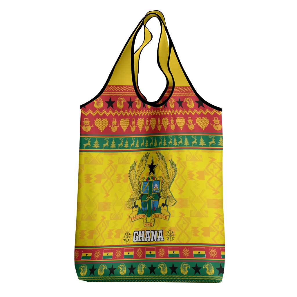 Afro Ghana Christmas Grocery Bag Coat Of Arms - Kente Pattern