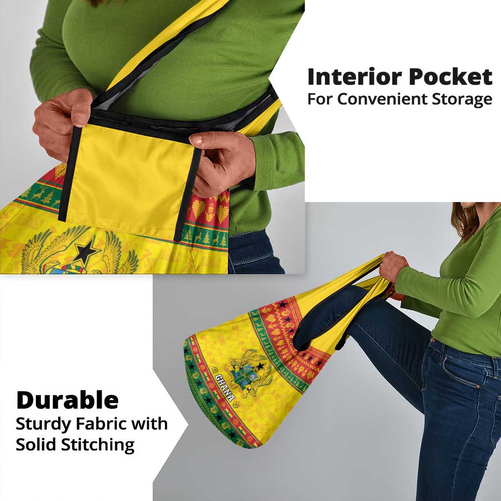 Afro Ghana Christmas Grocery Bag Coat Of Arms - Kente Pattern