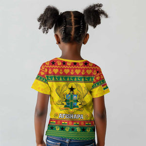 Afro Ghana Christmas Kid T shirt Coat Of Arms - Kente Pattern