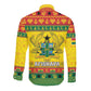 Afro Ghana Christmas Long Sleeve Button Shirt Coat Of Arms - Kente Pattern