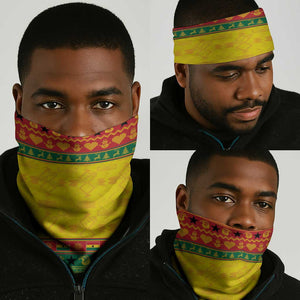 Afro Ghana Christmas Neck Gaiter Coat Of Arms - Kente Pattern - African Pride