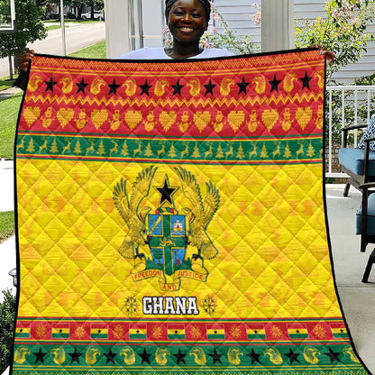 Afro Ghana Christmas Quilt Coat Of Arms - Kente Pattern