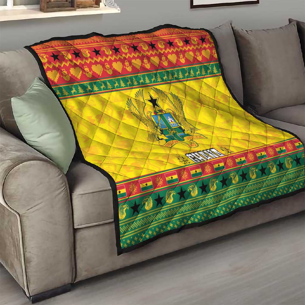 Afro Ghana Christmas Quilt Coat Of Arms - Kente Pattern