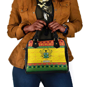 Afro Ghana Christmas Shoulder Handbag Coat Of Arms - Kente Pattern
