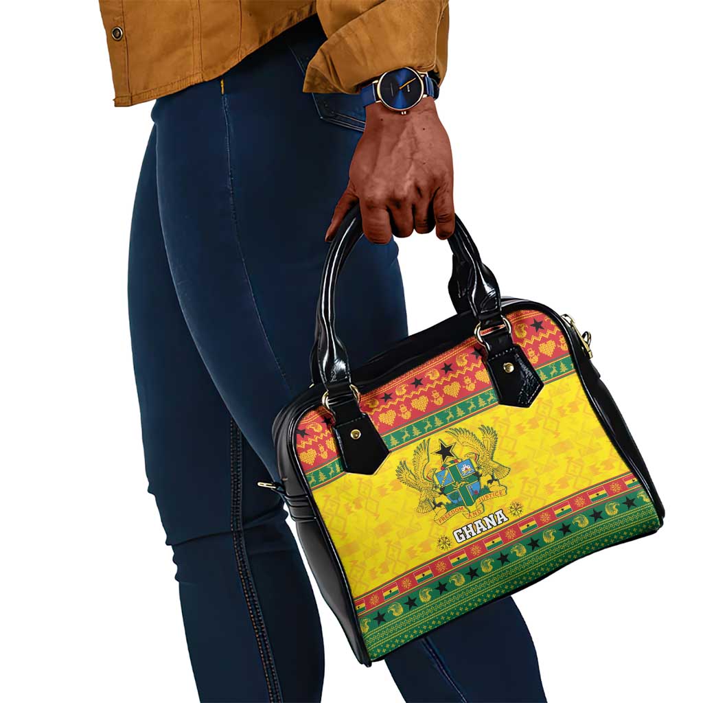 Afro Ghana Christmas Shoulder Handbag Coat Of Arms - Kente Pattern
