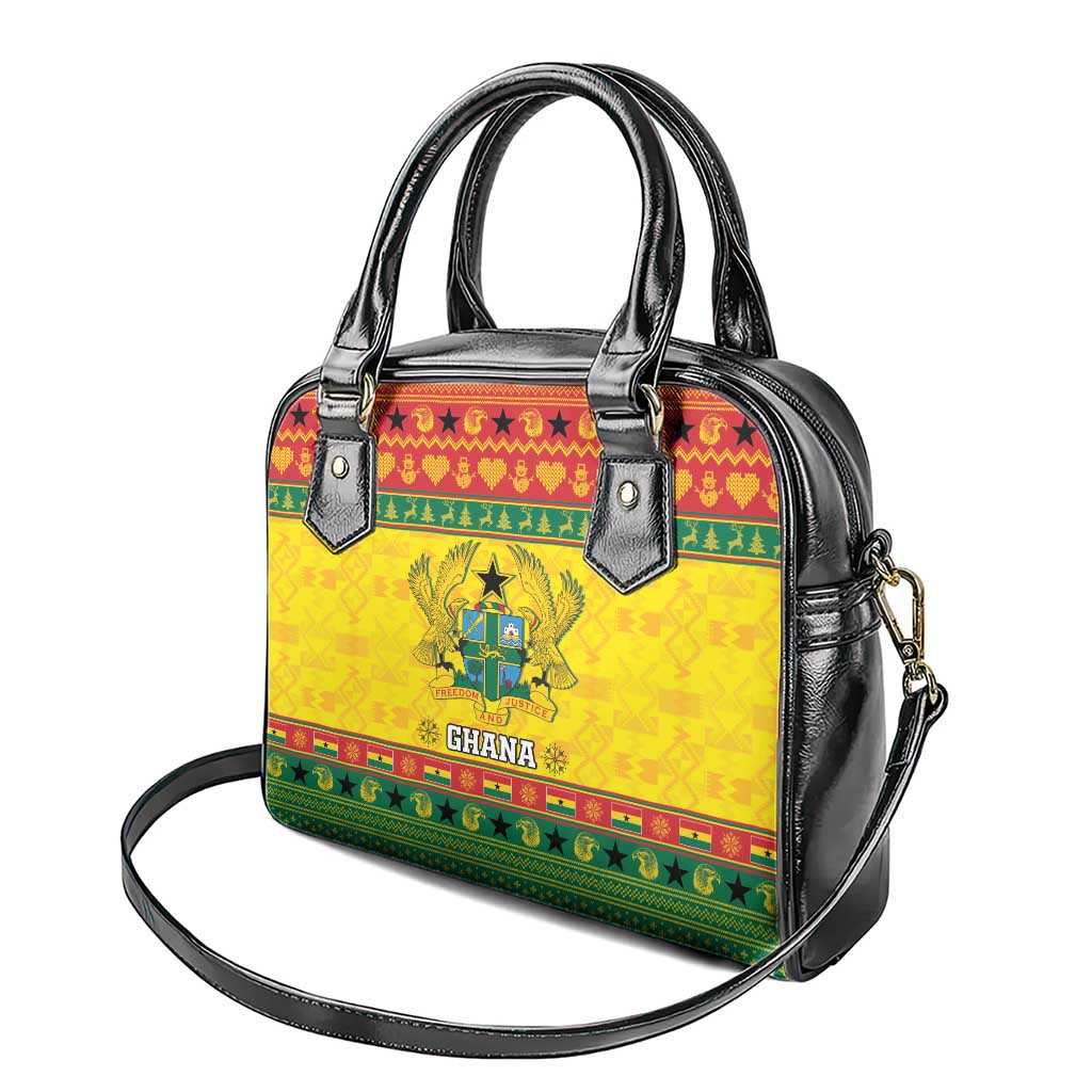 Afro Ghana Christmas Shoulder Handbag Coat Of Arms - Kente Pattern