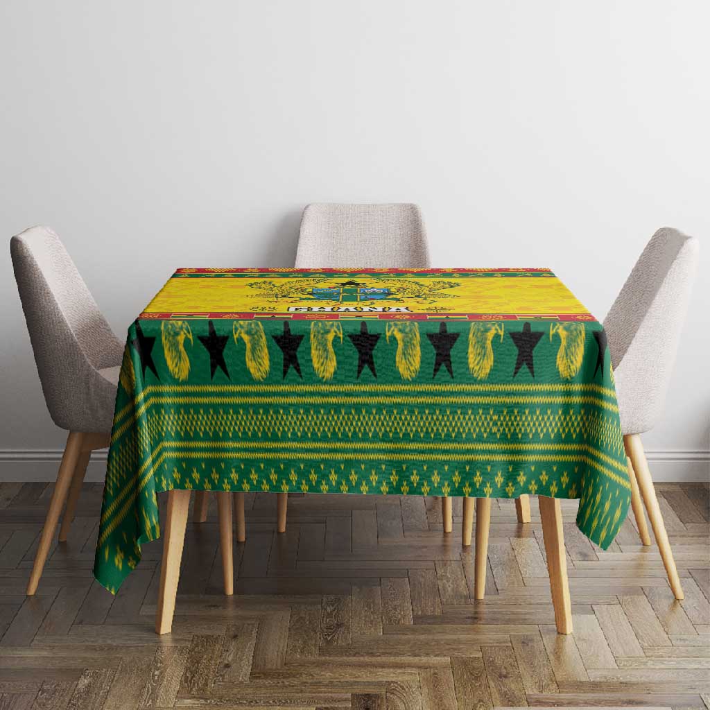 Afro Ghana Christmas Tablecloth Coat Of Arms - Kente Pattern