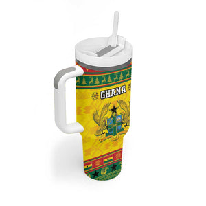 Afro Ghana Christmas Tumbler With Handle Coat Of Arms - Kente Pattern
