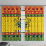 Afro Ghana Christmas Window Curtain Coat Of Arms - Kente Pattern