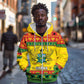 Afro Ghana Christmas Zip Hoodie Coat Of Arms - Kente Pattern