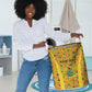 Custom Ghana Football Laundry Basket Yellow Adinkra Pattern - African Pride