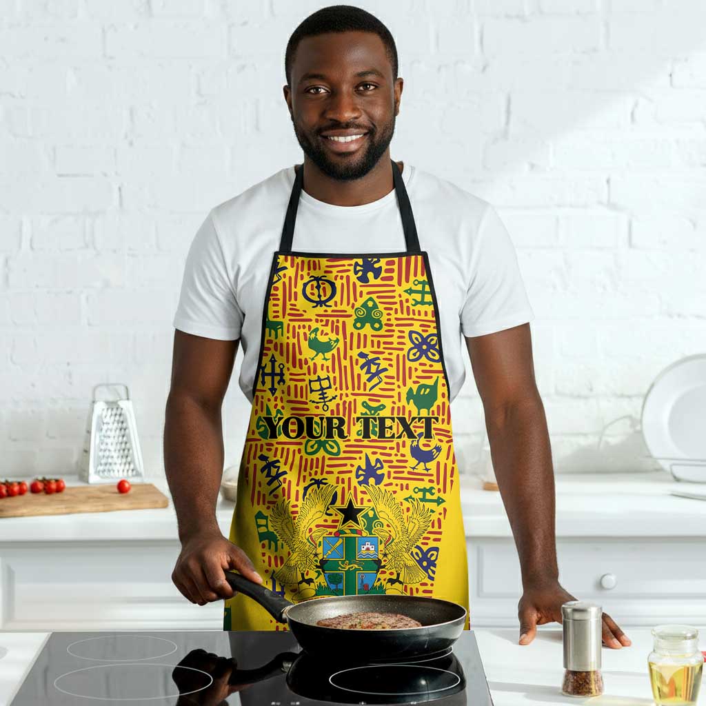 Custom Ghana Football Apron Yellow Adinkra Pattern - African Pride