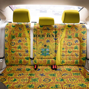 Custom Ghana Football Back Car Seat Cover Yellow Adinkra Pattern - African Pride