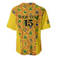 Custom Ghana Football Baseball Jersey Yellow Adinkra Pattern - African Pride