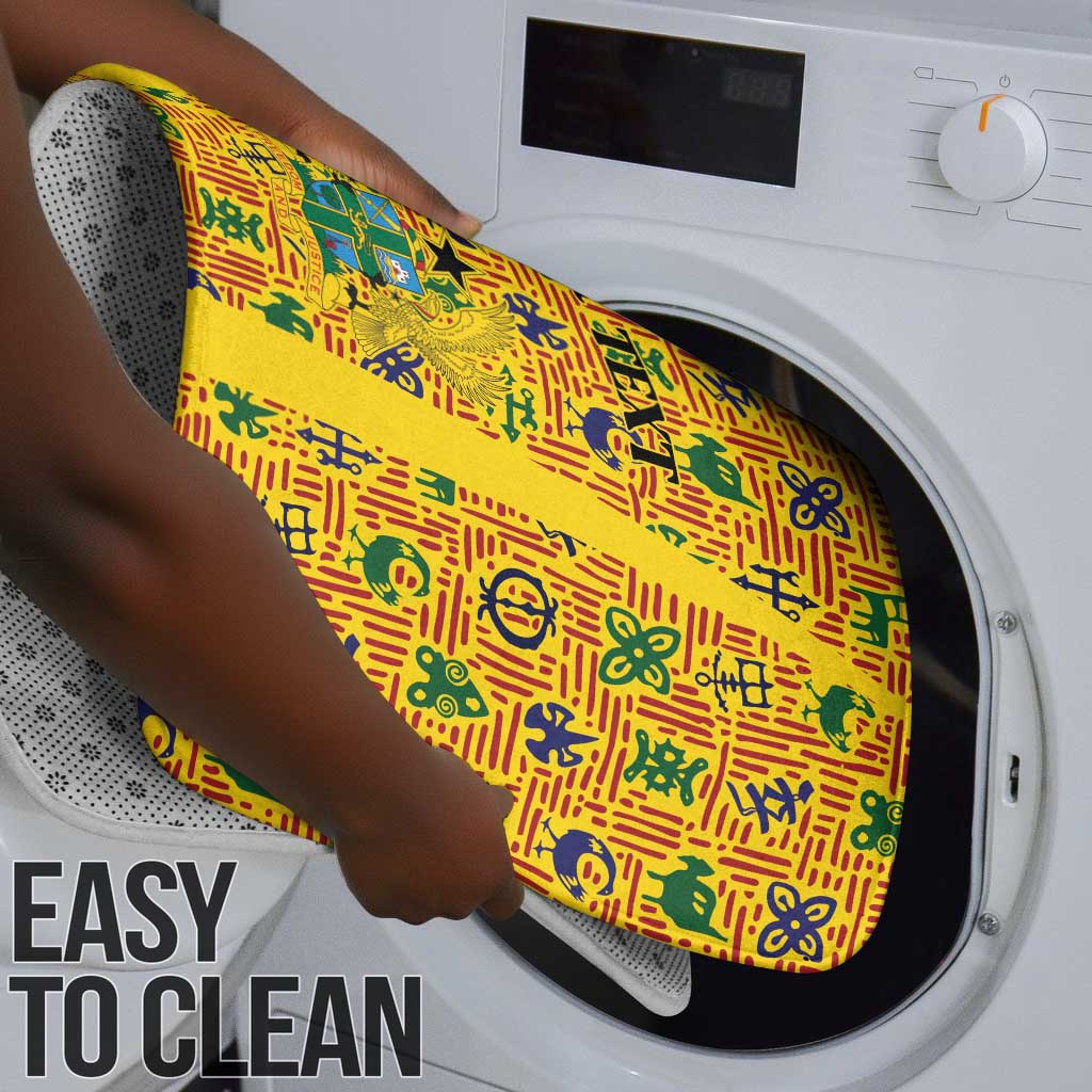 Custom Ghana Football Bathroom Set Yellow Adinkra Pattern - African Pride