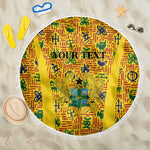 Custom Ghana Football Beach Blanket Yellow Adinkra Pattern - African Pride