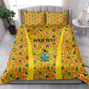Custom Ghana Football Bedding Set Yellow Adinkra Pattern - African Pride