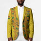 Custom Ghana Football Blazer Yellow Adinkra Pattern - African Pride