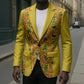 Custom Ghana Football Blazer Yellow Adinkra Pattern - African Pride