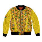 Custom Ghana Football Bomber Jacket Yellow Adinkra Pattern - African Pride