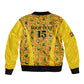 Custom Ghana Football Bomber Jacket Yellow Adinkra Pattern - African Pride