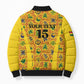 Custom Ghana Football Bomber Puffer Jacket Yellow Adinkra Pattern - African Pride