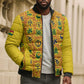 Custom Ghana Football Bomber Puffer Jacket Yellow Adinkra Pattern - African Pride