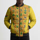 Custom Ghana Football Bomber Puffer Jacket Yellow Adinkra Pattern - African Pride