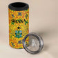 Custom Ghana Football 4 in 1 Can Cooler Tumbler Yellow Adinkra Pattern - African Pride