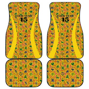Custom Ghana Football Car Mats Yellow Adinkra Pattern - African Pride