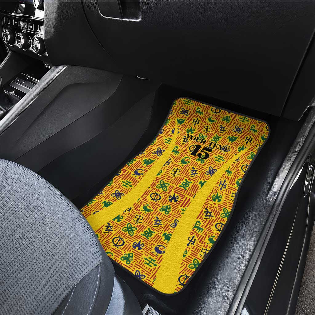 Custom Ghana Football Car Mats Yellow Adinkra Pattern - African Pride