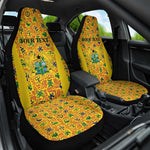 Custom Ghana Football Car Seat Cover Yellow Adinkra Pattern - African Pride