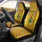 Custom Ghana Football Car Seat Cover Yellow Adinkra Pattern - African Pride