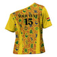 Custom Ghana Football Cross Shoulder Shirt Yellow Adinkra Pattern - African Pride