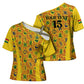 Custom Ghana Football Cross Shoulder Shirt Yellow Adinkra Pattern - African Pride