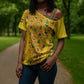 Custom Ghana Football Cross Shoulder Shirt Yellow Adinkra Pattern - African Pride