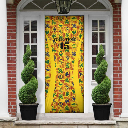 Custom Ghana Football Door Cover Yellow Adinkra Pattern - African Pride