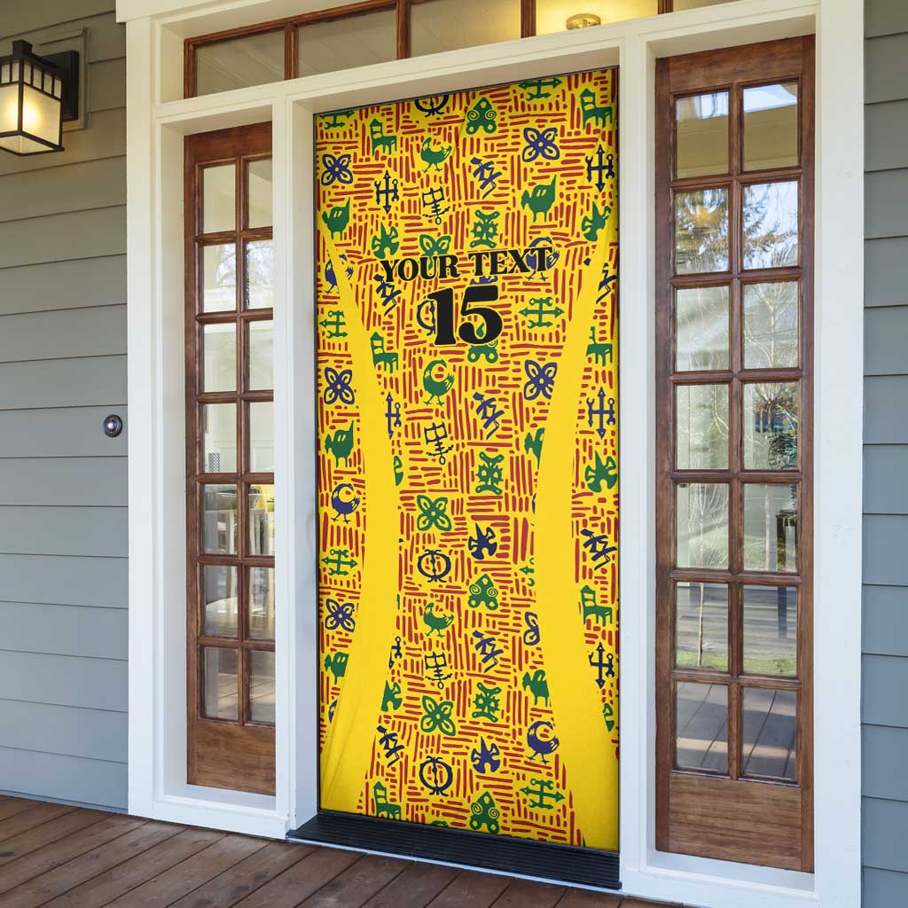 Custom Ghana Football Door Cover Yellow Adinkra Pattern - African Pride