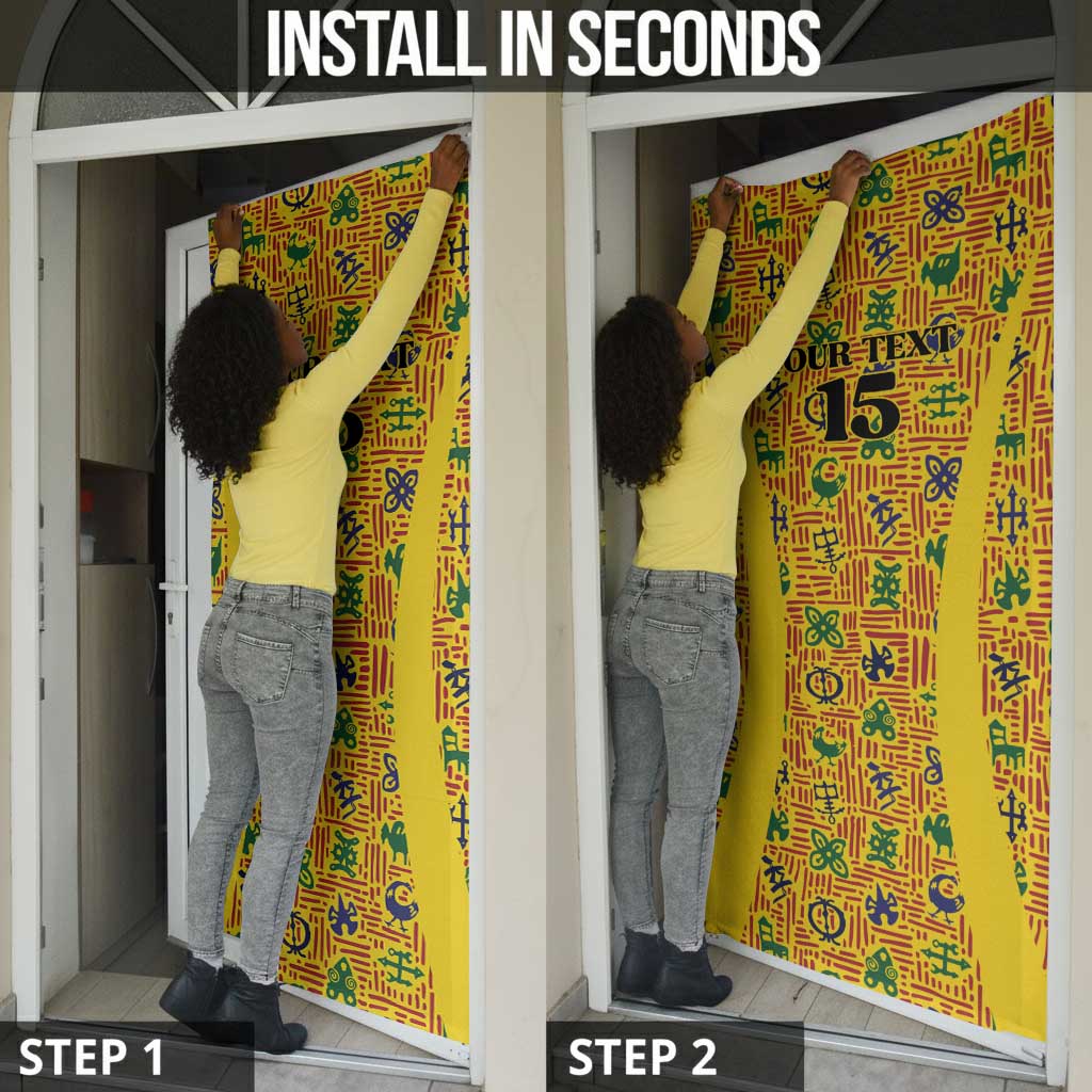 Custom Ghana Football Door Cover Yellow Adinkra Pattern - African Pride