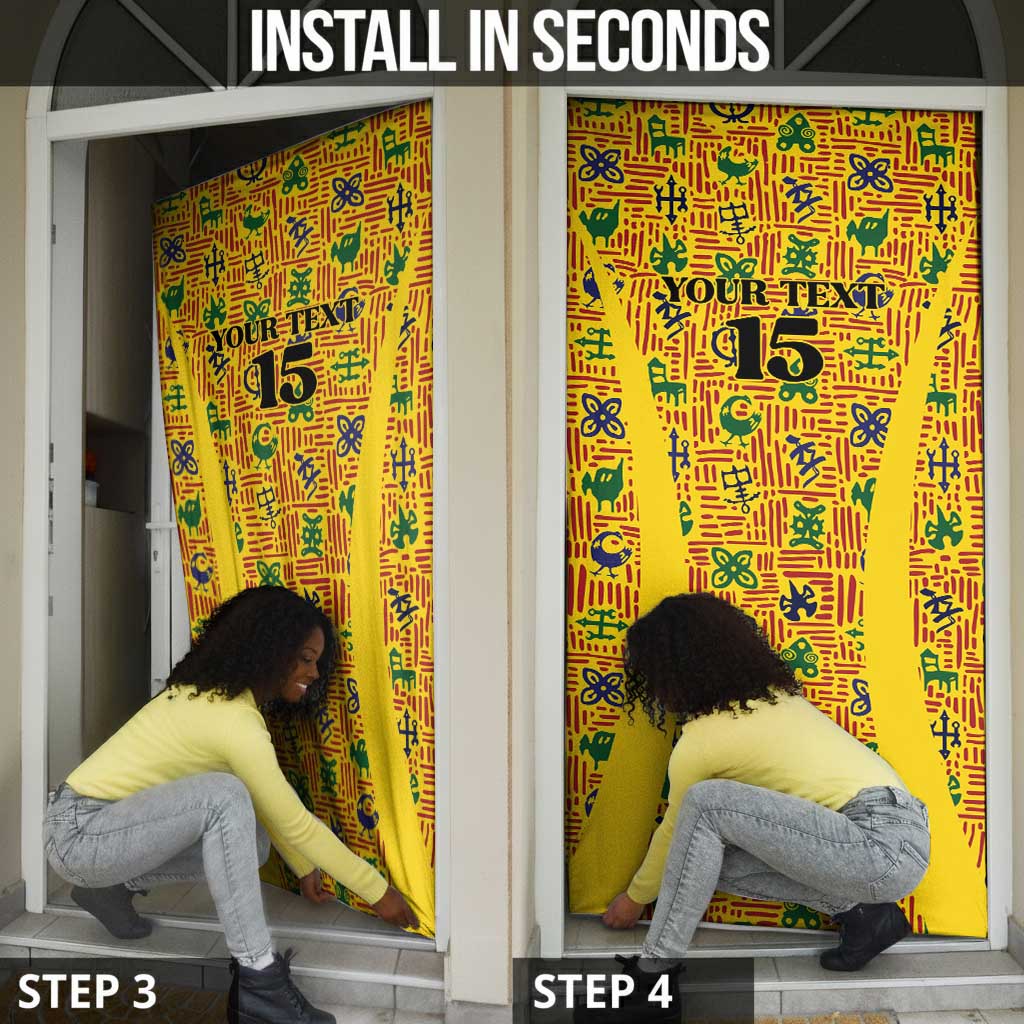 Custom Ghana Football Door Cover Yellow Adinkra Pattern - African Pride