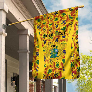 Custom Ghana Football Garden Flag Yellow Adinkra Pattern - African Pride