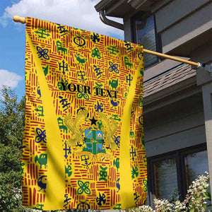 Custom Ghana Football Garden Flag Yellow Adinkra Pattern - African Pride