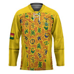 Custom Ghana Football Hockey Jersey Yellow Adinkra Pattern - African Pride