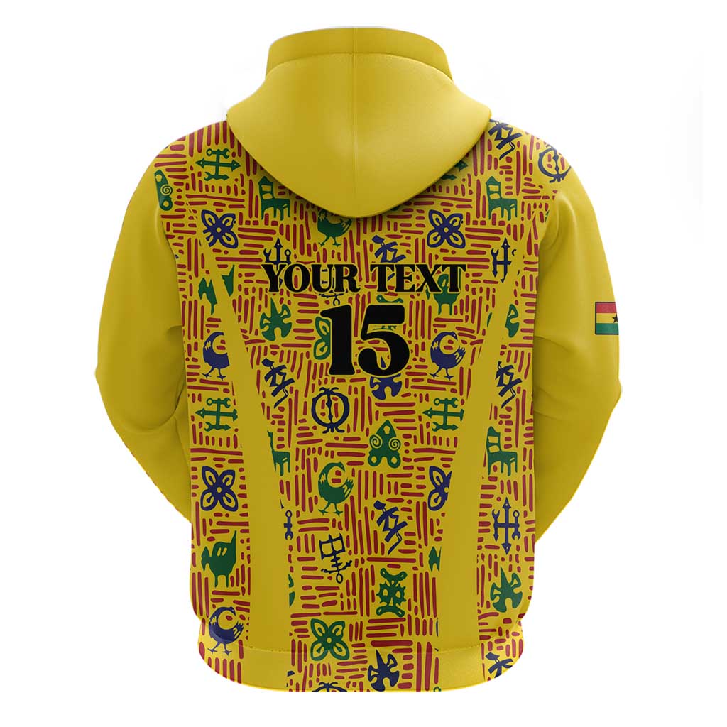 Custom Ghana Football Hoodie Yellow Adinkra Pattern - African Pride