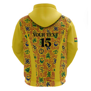Custom Ghana Football Hoodie Yellow Adinkra Pattern - African Pride