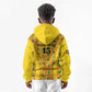 Custom Ghana Football Kid Hoodie Yellow Adinkra Pattern - African Pride