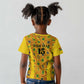 Custom Ghana Football Kid T shirt Yellow Adinkra Pattern - African Pride